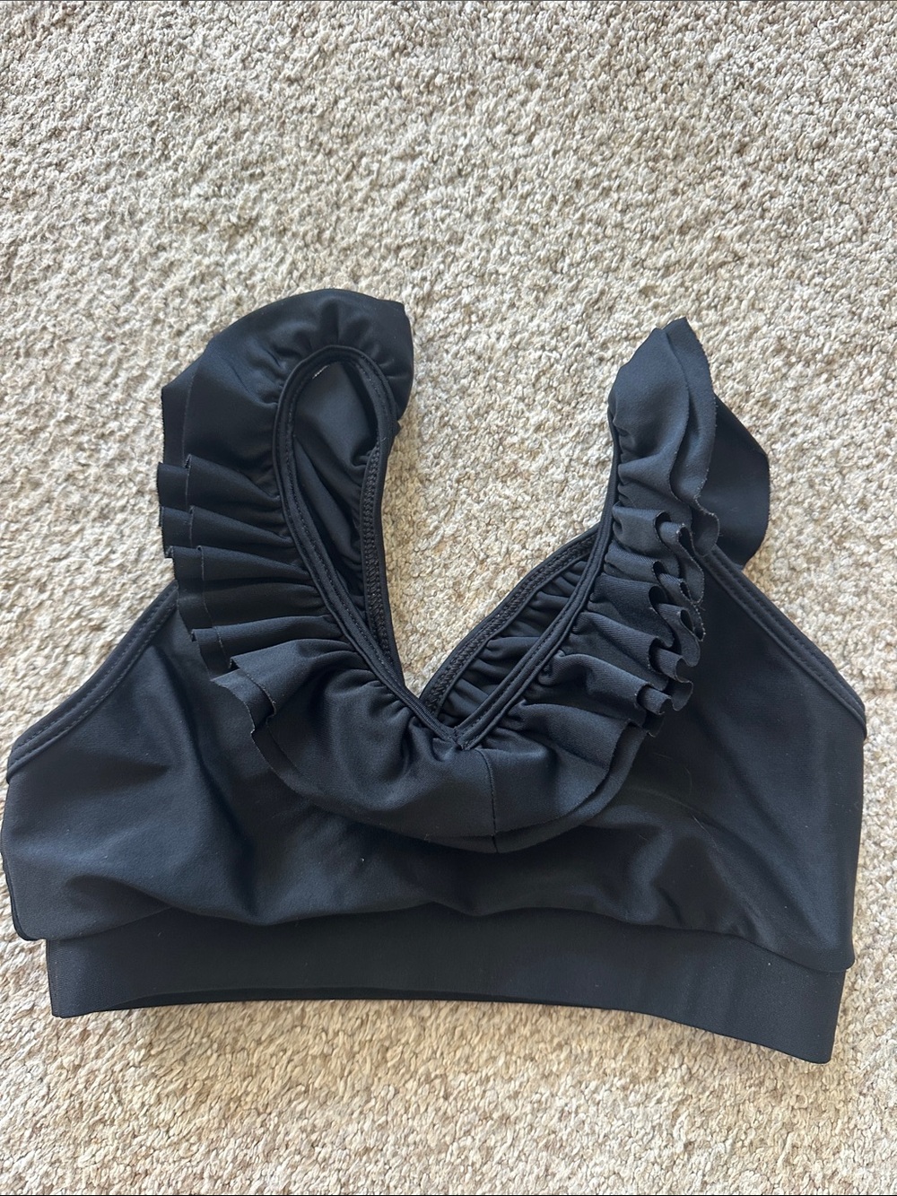 Purple Pixies Black Ruffle V-Neck Top
